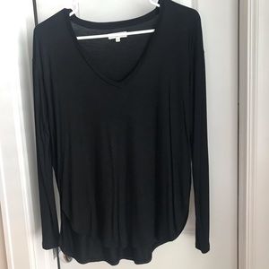 Madewell black long sleeve v-neck top